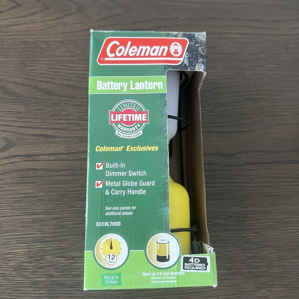 Coleman Personal Size Battery Power Camp Lantern yellow 16 Hours Switch NEW‎